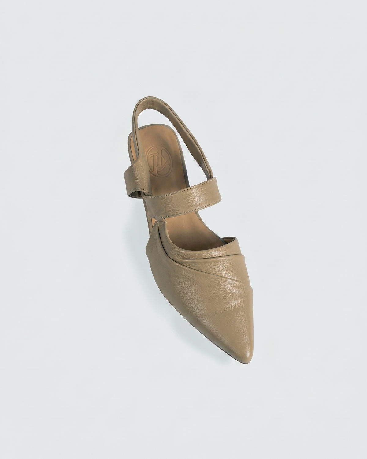 NH629 LEATHER LAB Cleo・Pointed Crepe Draped Marble Heel Slingback
