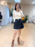 NK313 混色羊毛百摺半截裙