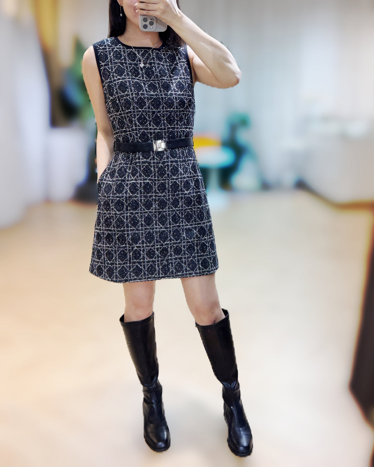 NK317 幾何圖案修身連身裙