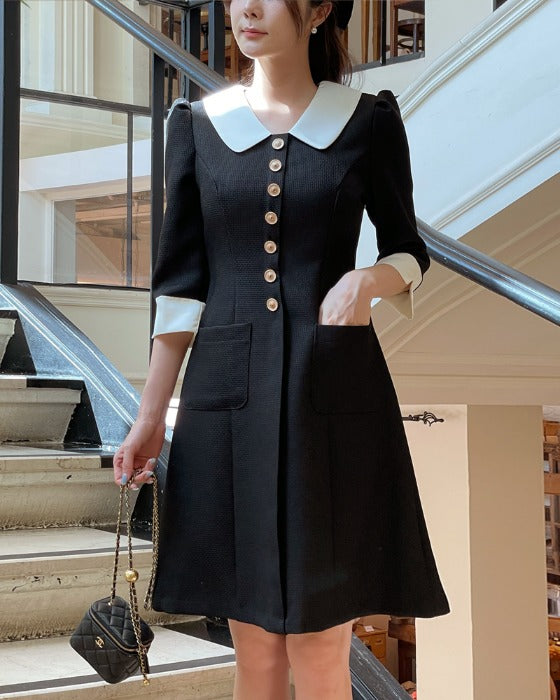 NK257 小香中袖連身裙