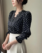 NK256 蕾絲領圓點襯衫