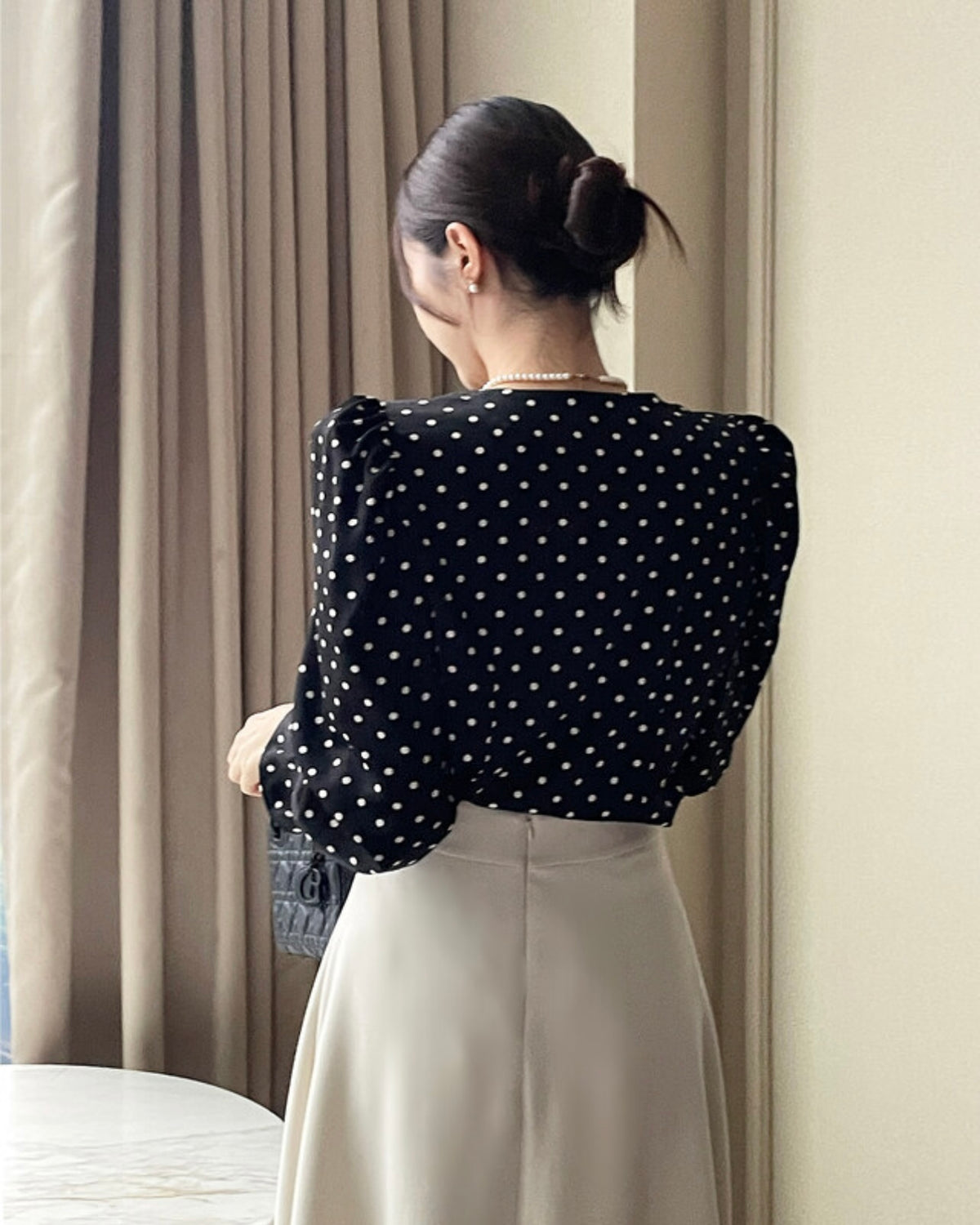 NK256 蕾絲領圓點襯衫