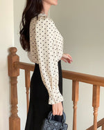 NK256 蕾絲領圓點襯衫