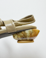 NH629 LEATHER LAB Cleo・Pointed Crepe Draped Marble Heel Slingback