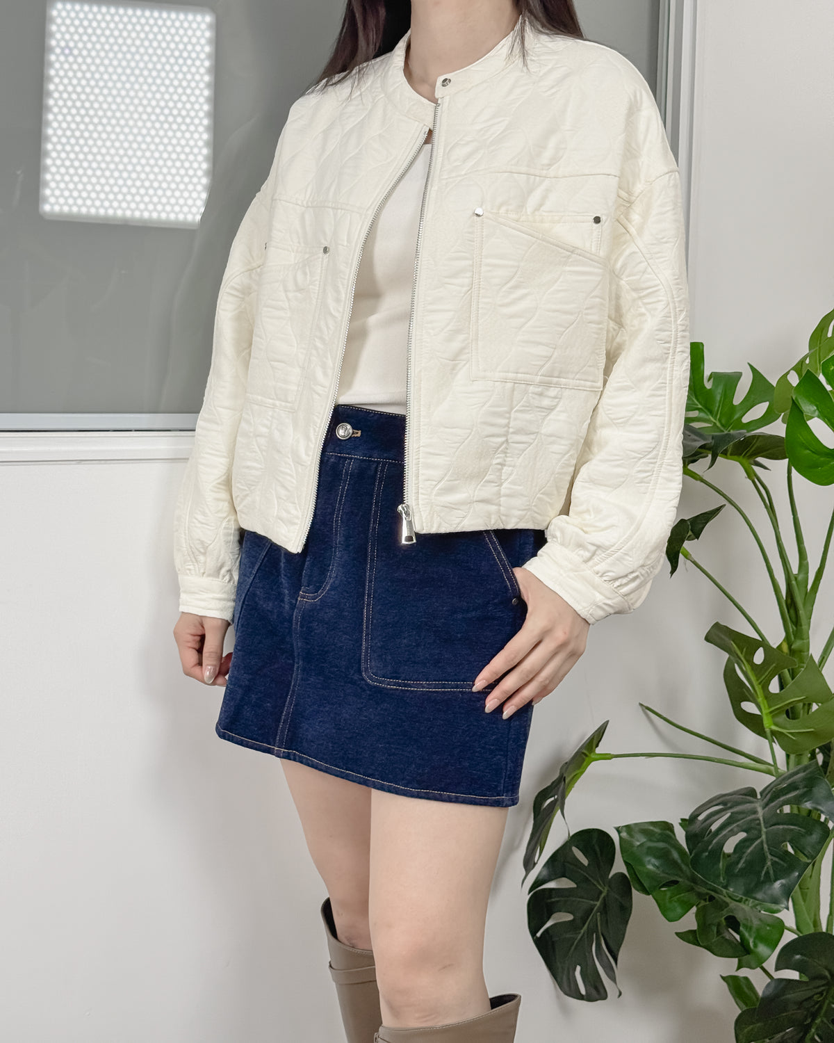 NK341 菱格紋夾綿外套