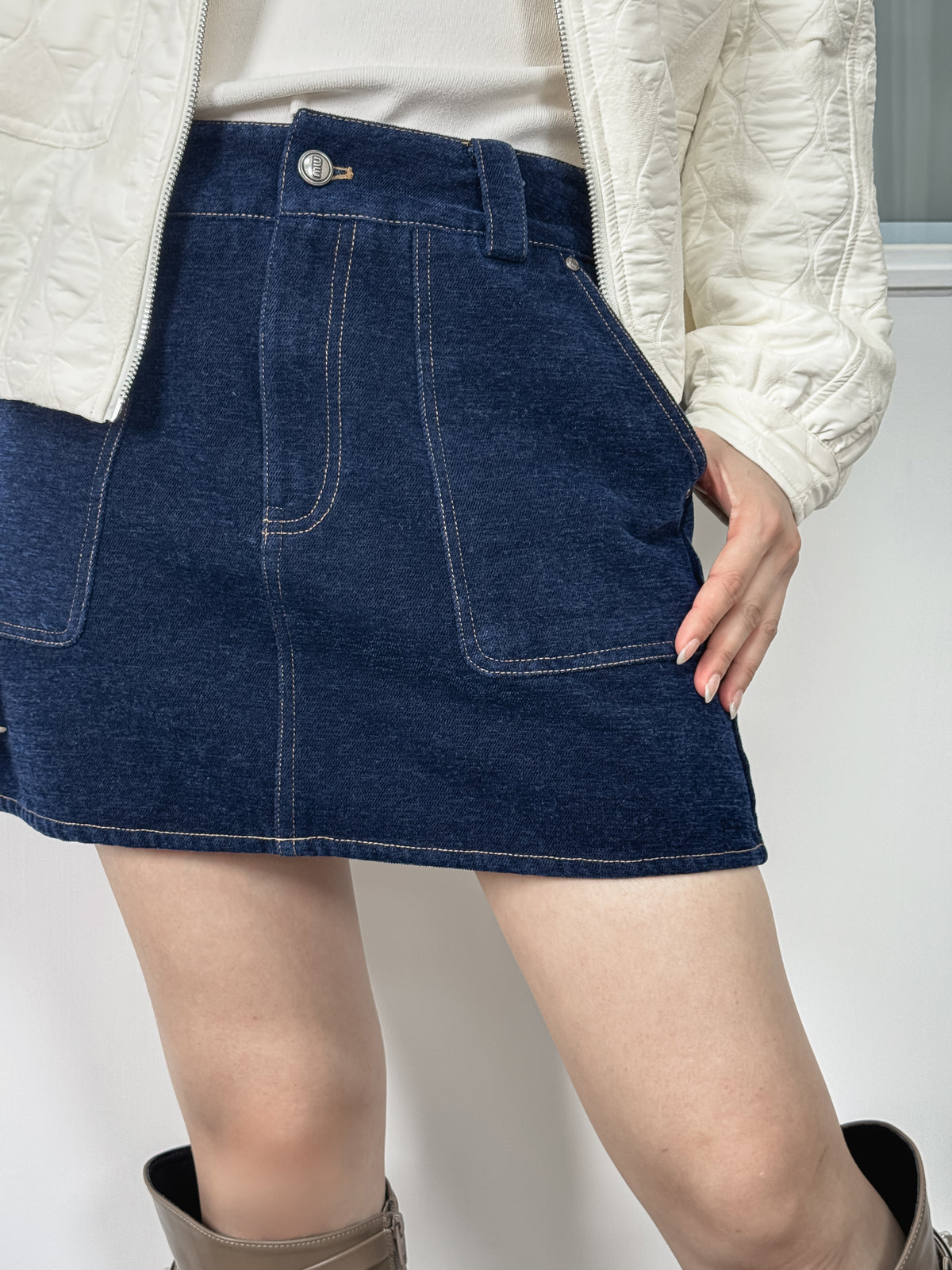 NK369 牛仔明線半截裙