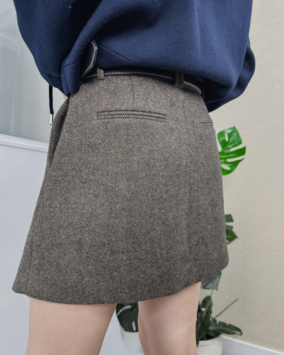 NK313 混色羊毛百摺半截裙