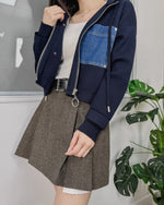 NK347 牛仔拼布連帽外套