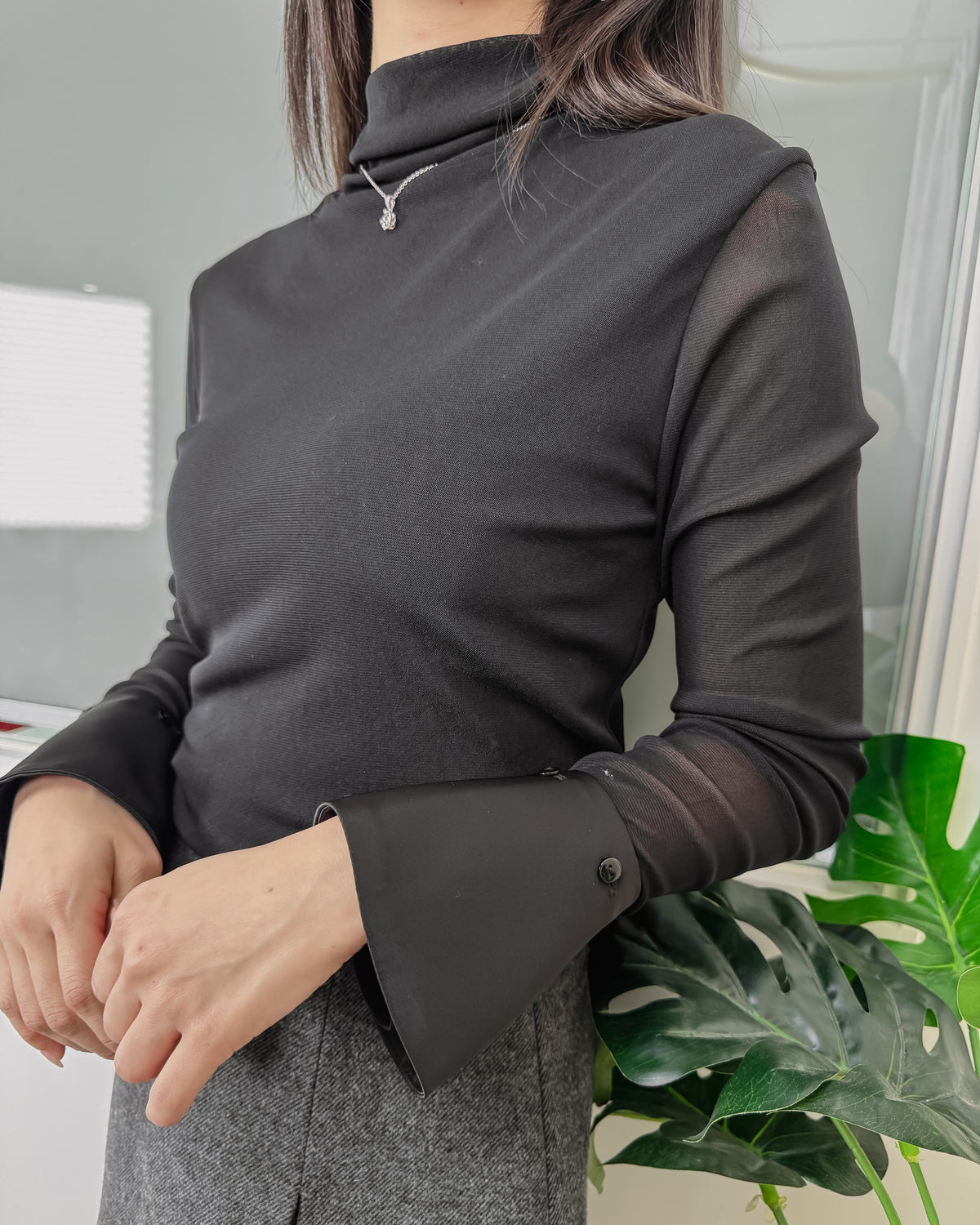 NK314 軟紗樽領打底上衣(手袖可拆)