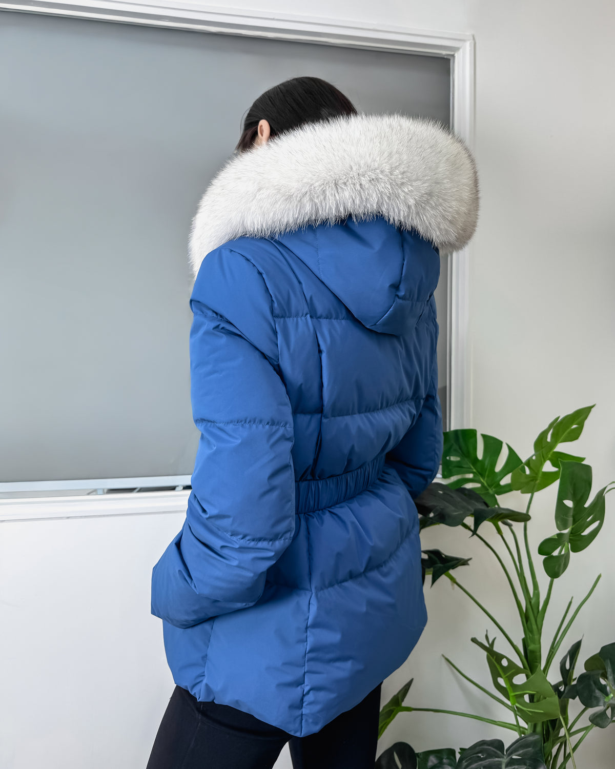 NK373 狐狸毛連帽修腰羽絨