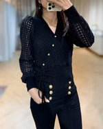 NH727 V領Lace袖修腰上衣