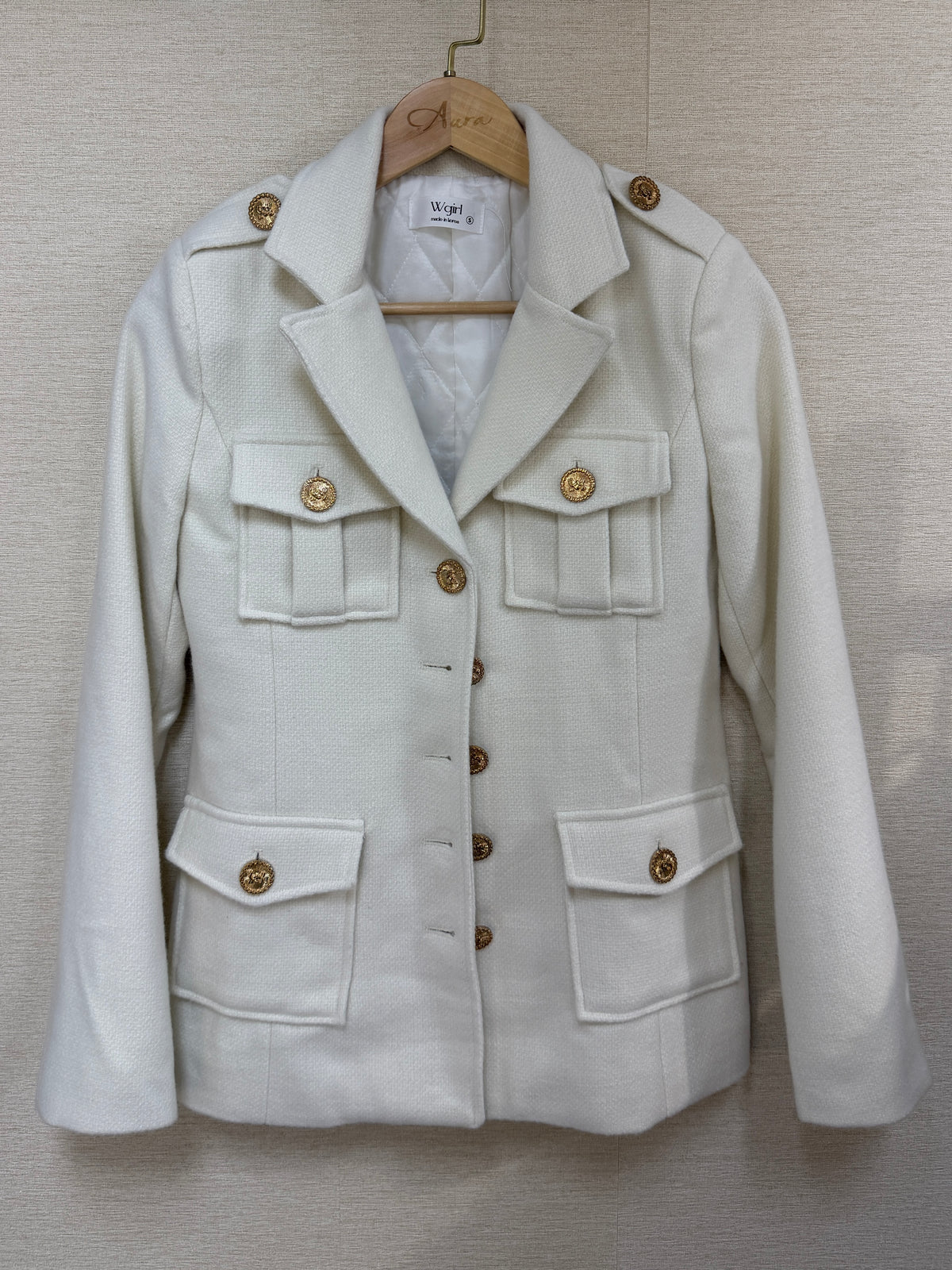 NK399 絨面軍裝風修腰外套