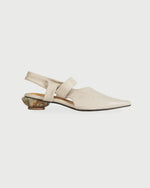 NH629 LEATHER LAB Cleo・Pointed Crepe Draped Marble Heel Slingback