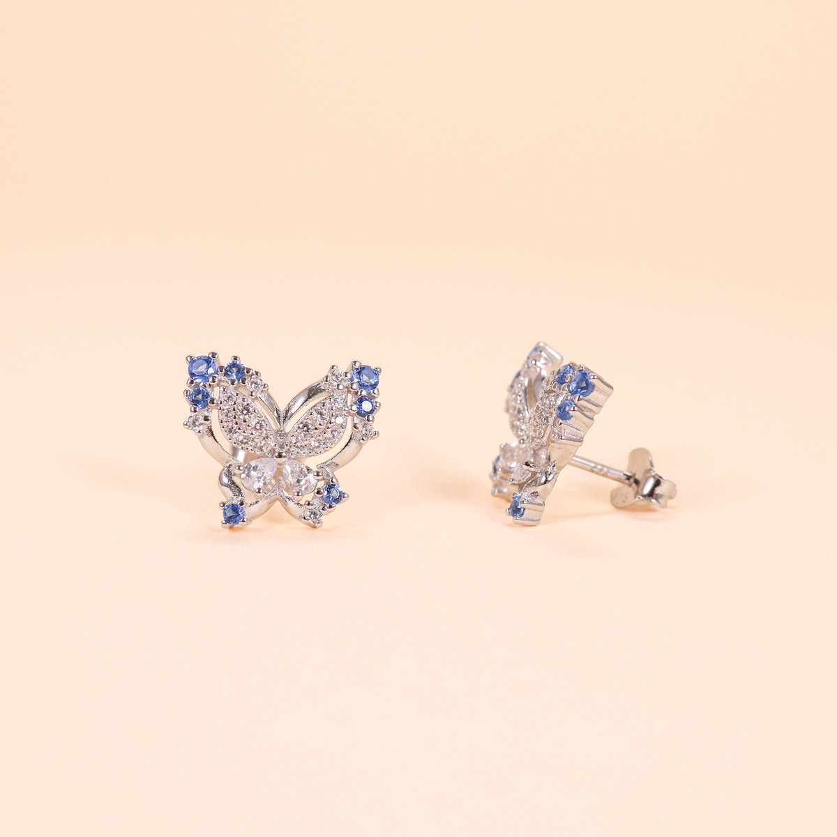 LVE021 La.Vie Blue Sapphire Butterfly Earrings