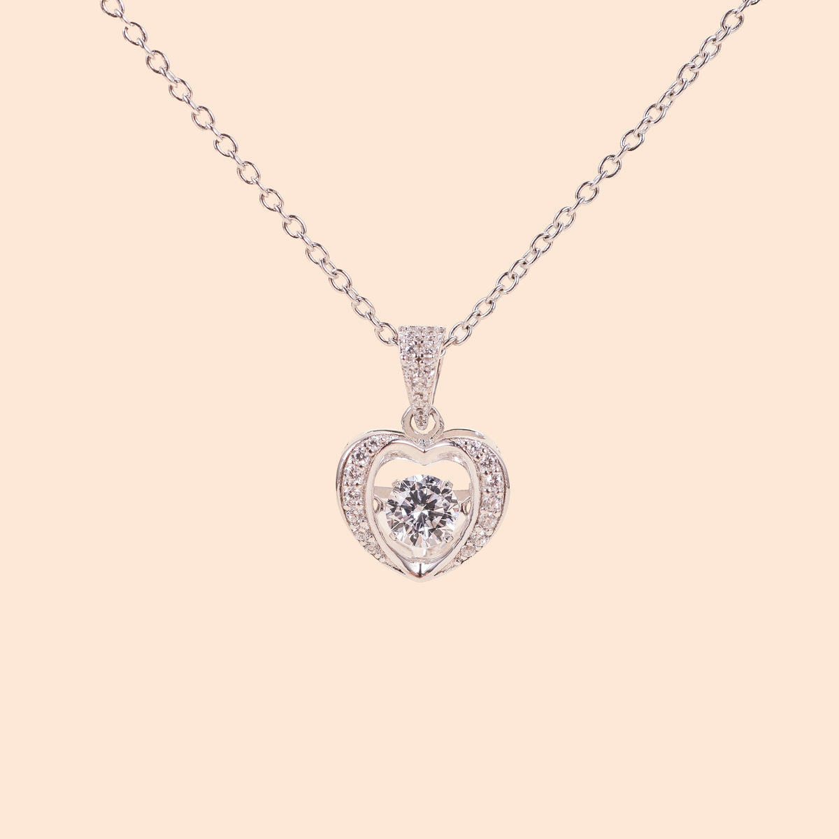 LVN006 La.Vie Heart Dancing Stone Necklace