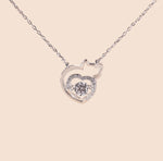 LVN040 Cat Hug Heart Necklace