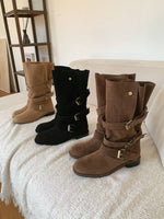 NK406 皮帶扣圓頭騎士靴