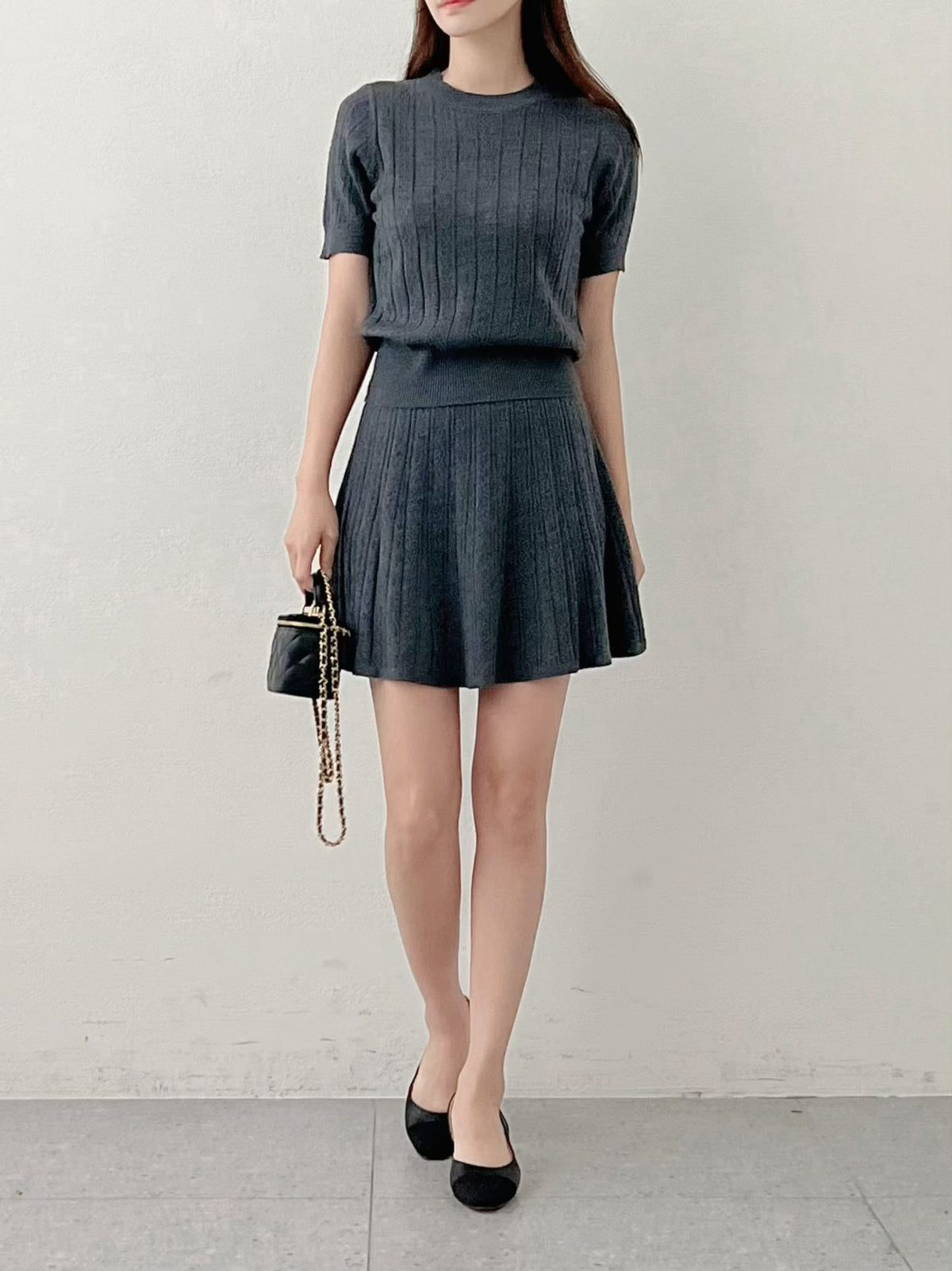 NK237 針織通花短裙套裝