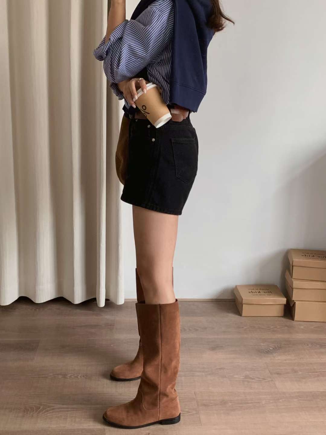 NK403 真牛絨皮長筒靴