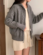 NK364 針織拉鍊連帽外套