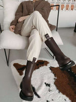 NK407 真皮彈力中筒靴