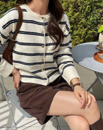 NK363 條子毛衣開襟外套