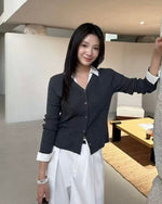 NK272 針織拼接開襟上衣