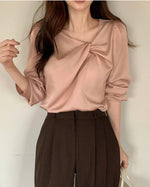 NK267 褶皺絲綢上衣