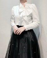 NK248 蝴蝶結領格紋襯衫