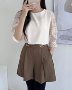 NK269 腰帶褶疊裙褲