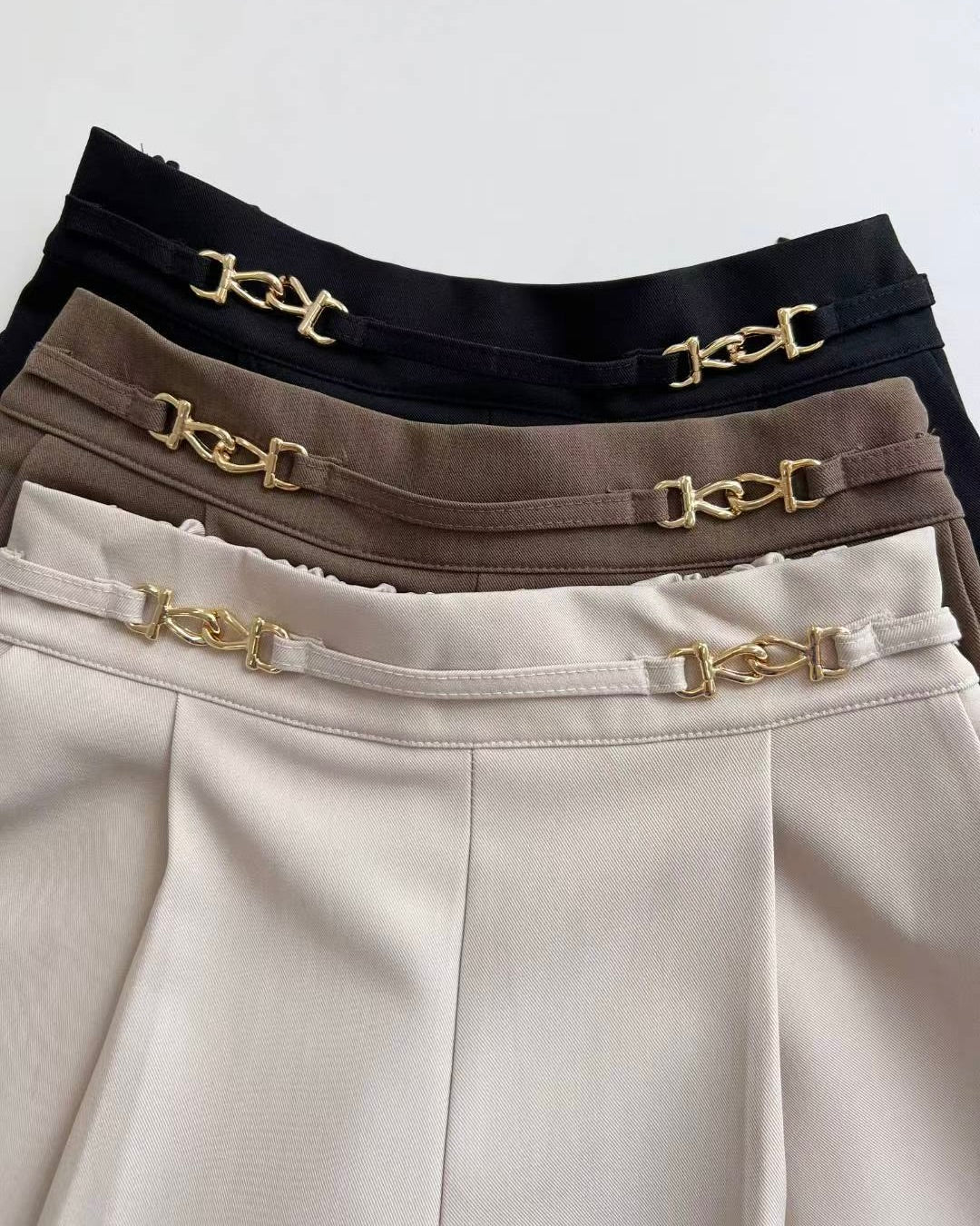 NK269 腰帶褶疊裙褲