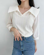 NK268 V領拼接襯衫