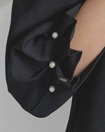 NK293 珍珠褶疊中袖上衣