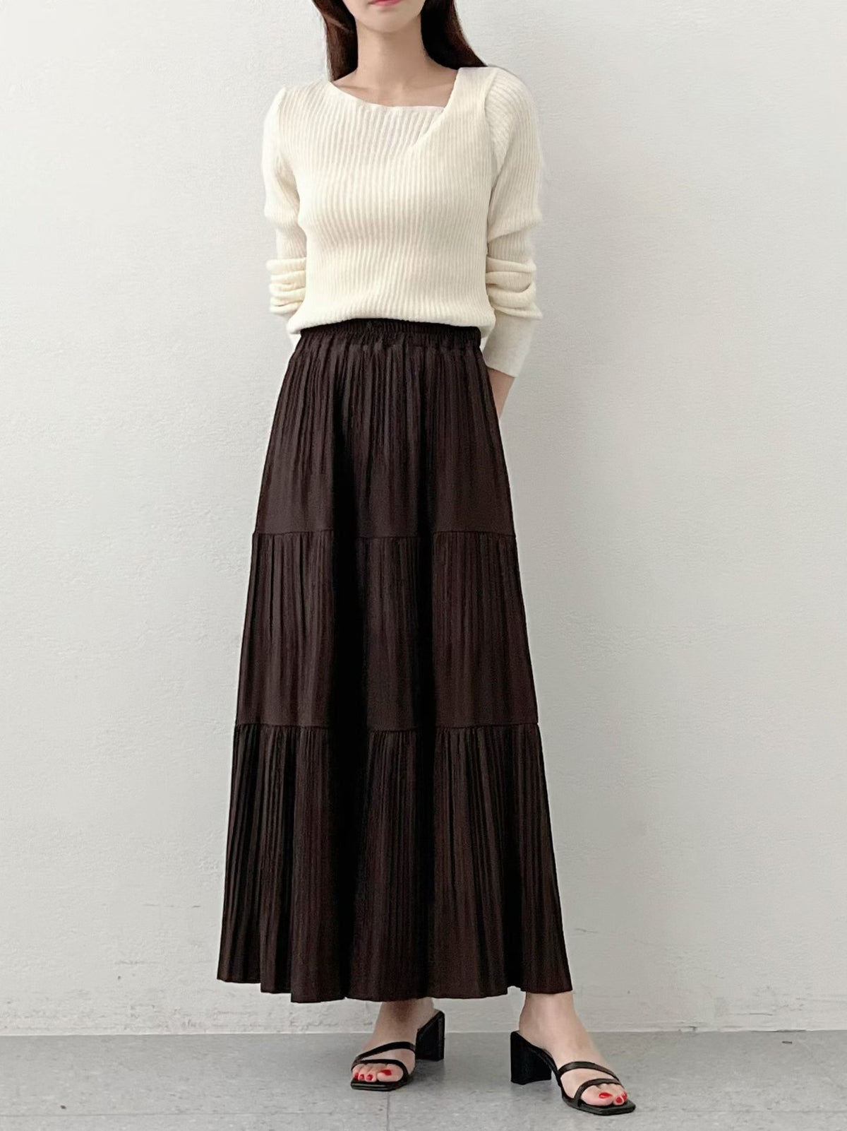 NK242 風琴褶疊層次長裙