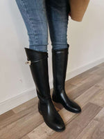 NK374 麂皮金屬扣騎士靴