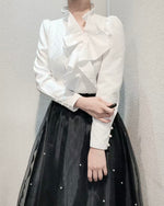 NK248 蝴蝶結領格紋襯衫