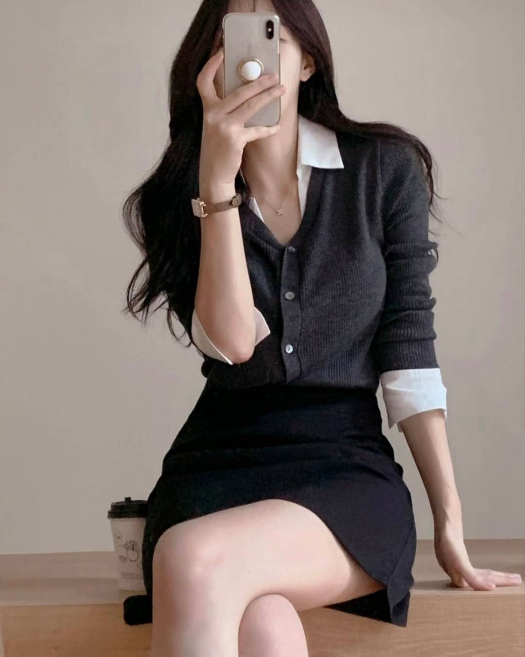 NK272 針織拼接開襟上衣