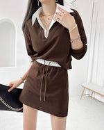 NK240 襯衫領衛衣短裙套裝