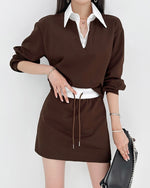 NK240 襯衫領衛衣短裙套裝