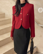 NK301 短款圓領粗呢夾克