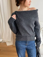 NK444 露肩大領口毛衣