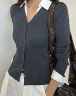 NK272 針織拼接開襟上衣