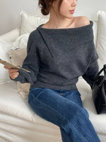 NK444 露肩大領口毛衣