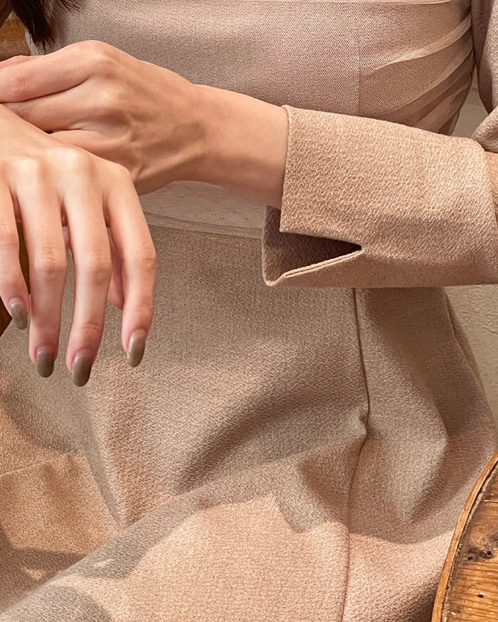 NK446 方領拼紗連身裙