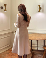 NK446 方領拼紗連身裙