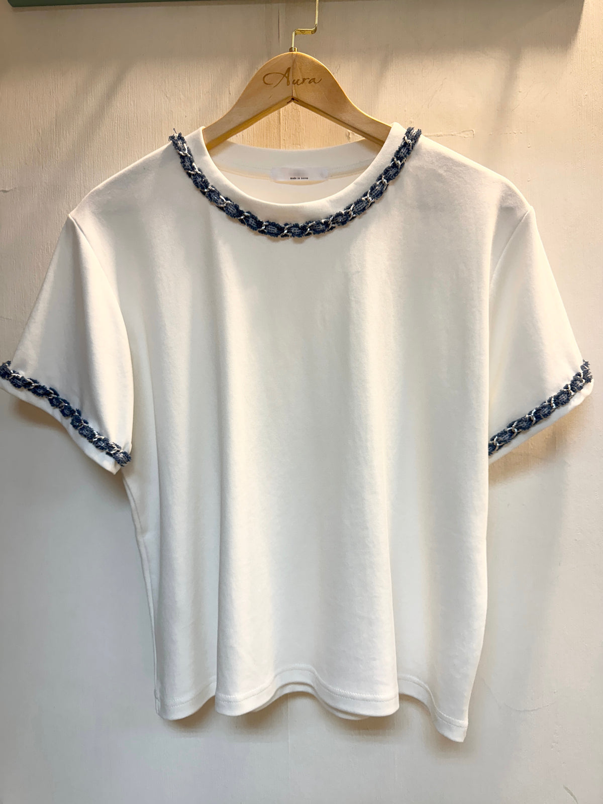 NK084 牛仔鎖鏈邊棉Tee