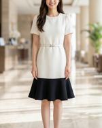 NK546 撞色收腰連衣裙(連腰帶)