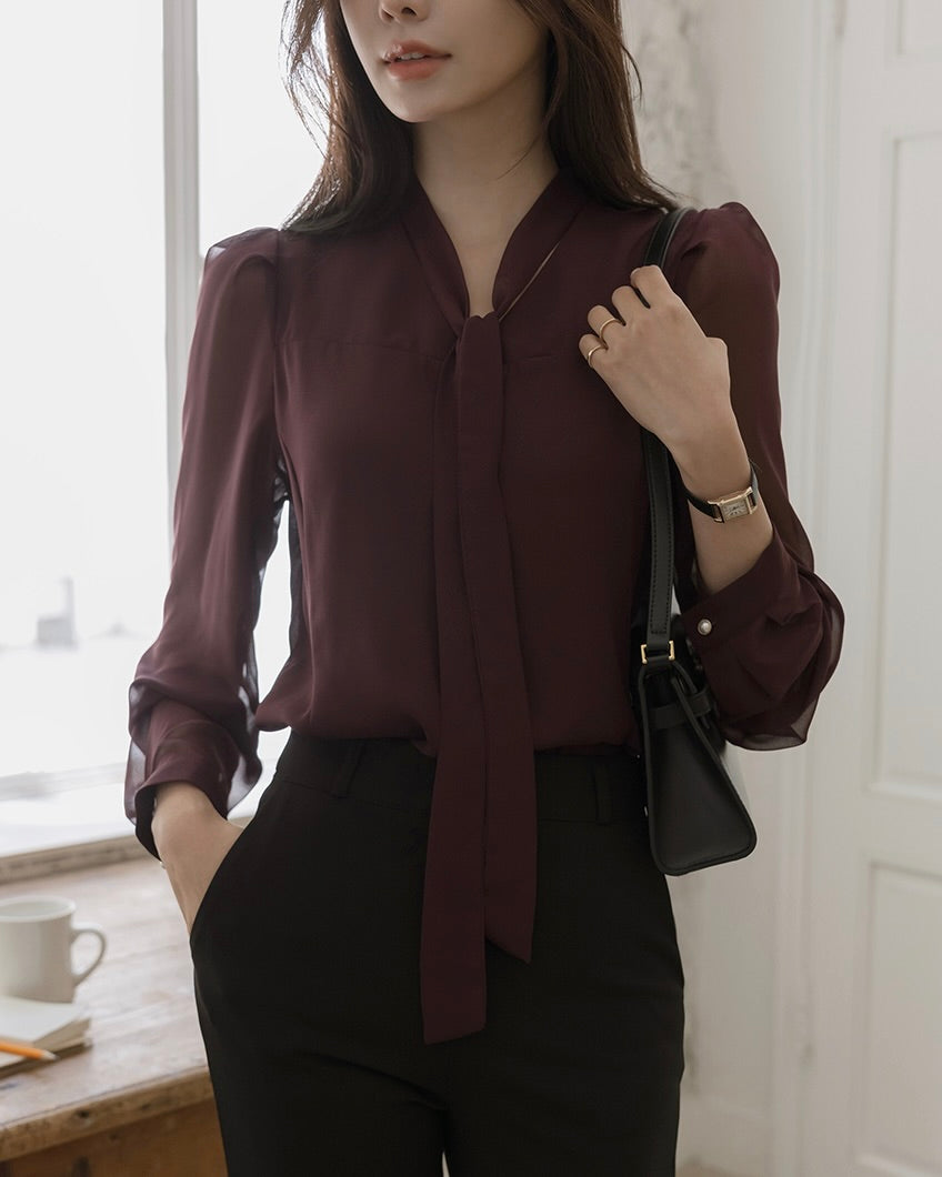 NK273 薄紗拼接襯衫