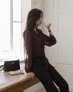 NK273 薄紗拼接襯衫