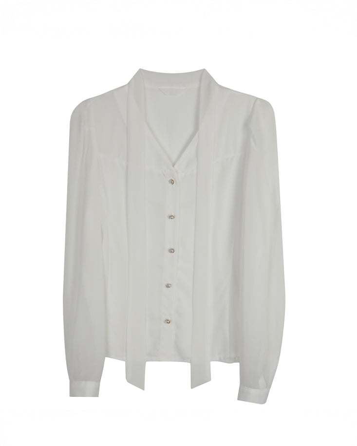 NK273 薄紗拼接襯衫